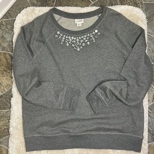 Gray Jeweled Sweater Size: L